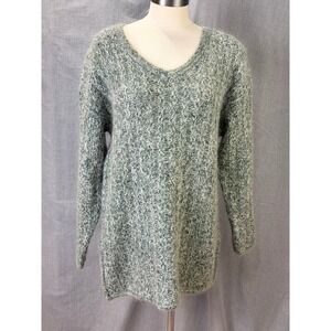 Vintage All Points Mohair Silk‎ Blend Sweater Green V Neck Textured M